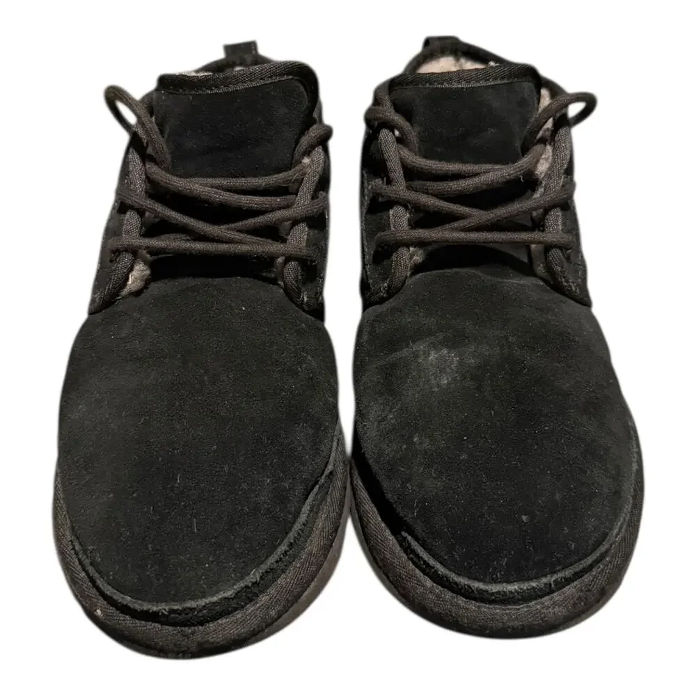 UGG Neumel Boots Men’s Size 9 Black Suede Sheepskin Chukka Ankle - Picture 4 of 9
